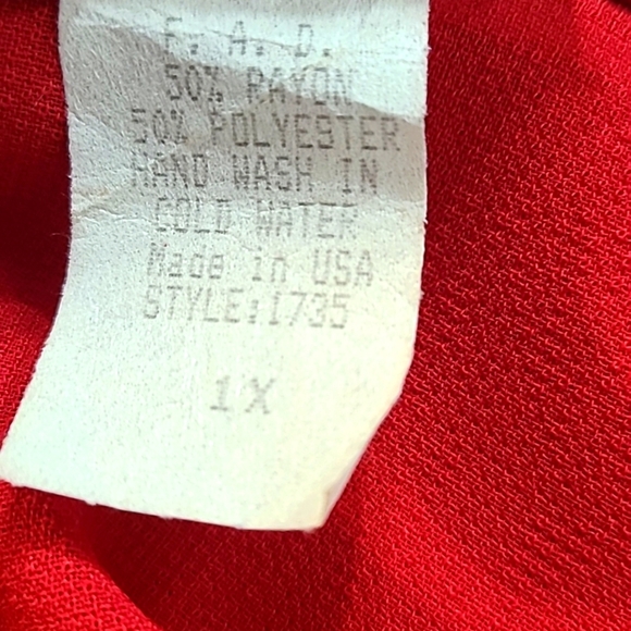 F.A.D. Vintage Red Longsleeve Cardigan Jacket, Size 1X - Picture 10 of 10